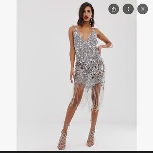 ASOS Silver Sequin Mini Dress